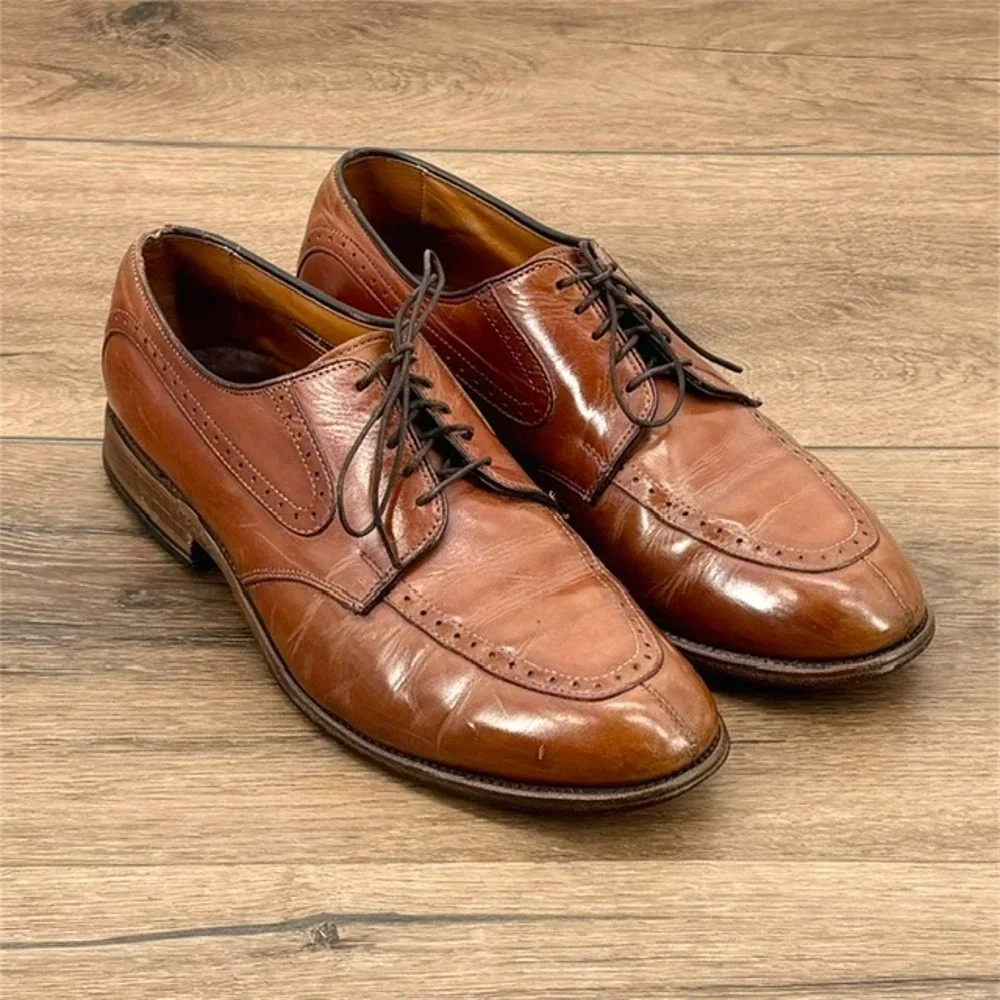Allen Edmonds Kingsley Men's Size 9 E Brown Leather Split Toe Derby Dress Shoes